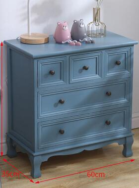 卧室床床柜边角柜小柜子欧式03687斗柜实头木五柜美式斗收纳储物