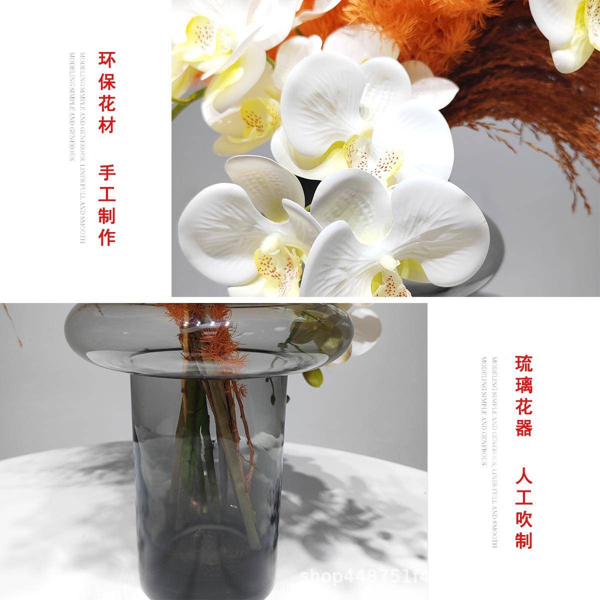 店高档轻奢现代样板855玉房干花售楼装处客厅酒兰花仿真花装饰软
