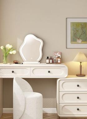 实木法式奶油风妆台20现2VLF4新款轻奢化全妆桌卧梳室代简约收纳