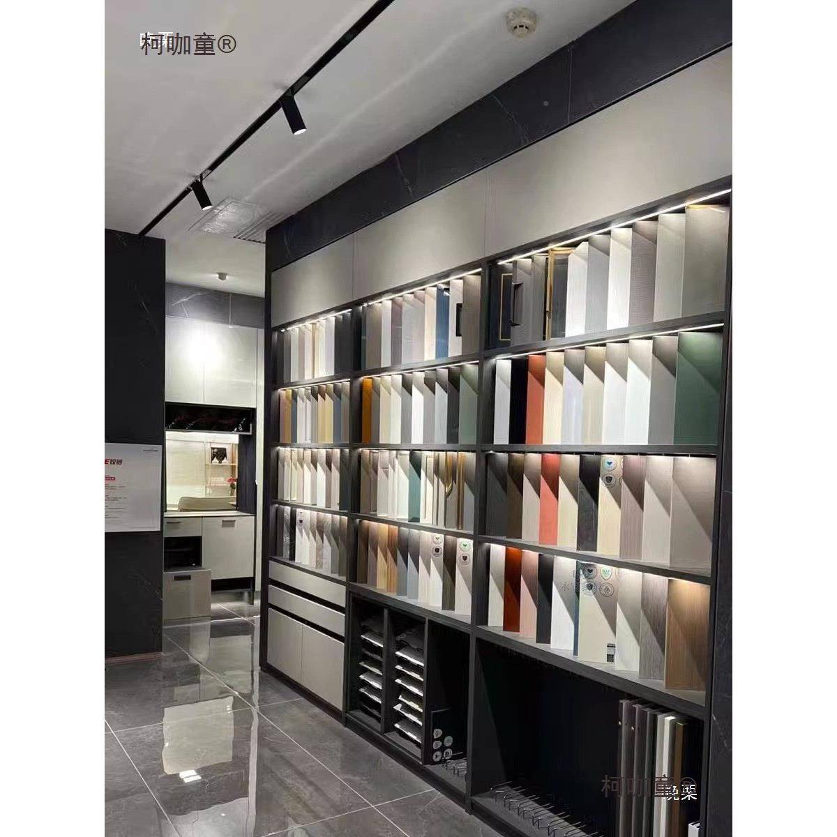 全定屋制瓷砖色板展示橱柜柯咖童门板色卡石材板小亚克力展架麦太