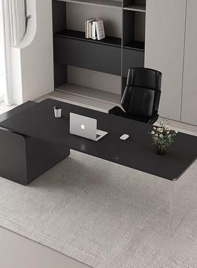 意岩板公桌亚克力现代简约浮书桌写字台式设计师款老办板电AL1000