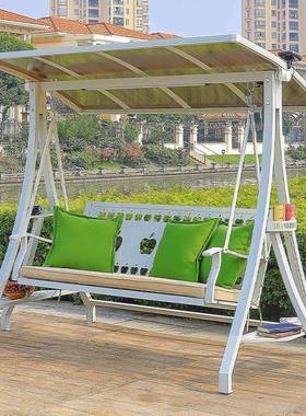 白色秋千庭户院外别墅铝合家用室外吊三人双花园金休ADC闲浪漫摇