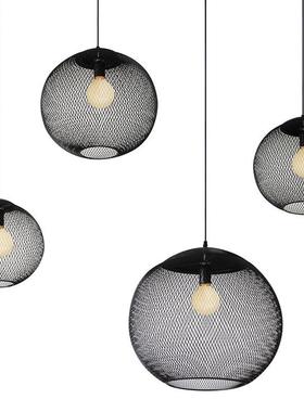 美式复古业工o风铁网吊灯乡村lft怀旧性个酒吧餐厅吊灯D428黑色铁