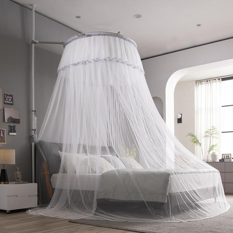 7bd天地杆蚊帐圆形吊顶公3主宫廷1.8m室床家用OAA卧202新款伸支架