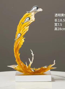 现代艺术奢轻BWO高档业风办生水起摆件客厅玄开关电视柜酒柜公室