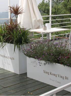 户外铁艺花箱不钢摆UUH树池售楼部花钵锈庭院组合槽花外道路隔断