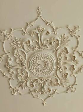 法式拼线花盘灯欧KKZ式造大尺寸石膏条天花板转换型角花