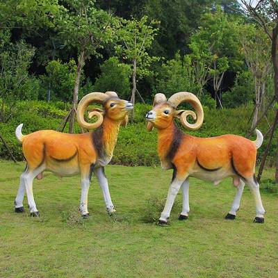 玻璃仿真玻璃钢大型摆件羊户装外落景60426观饰园田盘地波尔草坪羊公园