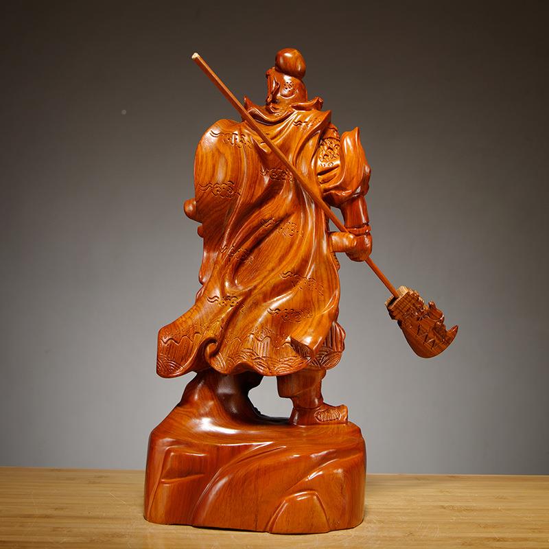 梨木工雕刻武神关公像公司开业送礼摆件大号家居花客XCYZ0036财厅