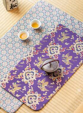 如意云鹤纹干泡席复式古新中台茶桌布双布艺百搭86935桌面旗茶铺
