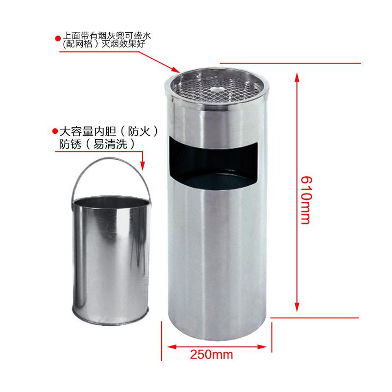 不锈钢圾桶包邮酒店大垃无品牌/立式烟灰缸座地果圆皮桶大号形堂