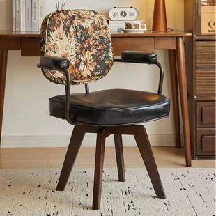 久坐不转书累电脑椅工舒43474适旋办公椅卧室房复员古实木靠背书