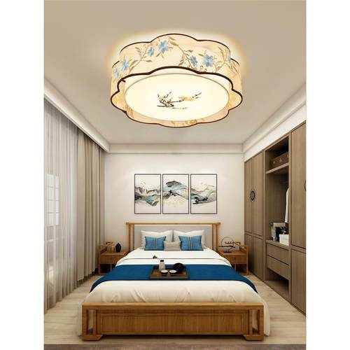 新中式房大气客厅卧室书房吸顶灯中国风445印花现代简约ed客l圆形