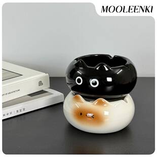 慕伦奇暹罗猫154缸烟灰缸可爱创意瓷烟防飞灰家用客办厅陶公室摆