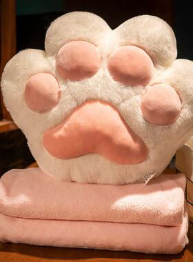 新冬季暖手抱枕被加两子用女生睡觉汽车合二一毛毯XBZ子学生厚午