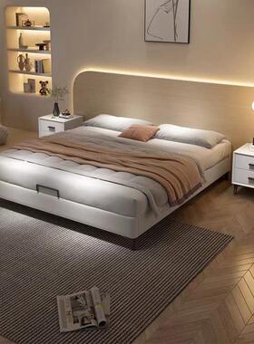 现皮代简约床木床无床头1.8双人床榻榻米矮床小实PZX户型无靠背床