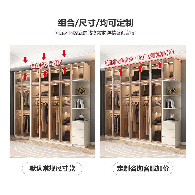 轻奢衣柜用室NUY轻奢家衣璃帽卧间组合玻衣橱衣帽间整套小户型收