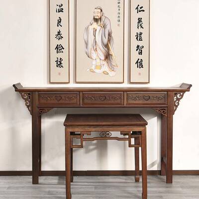 中件式新中堂供桌条案具实木农村堂屋家六套八仙桌神台条几327机