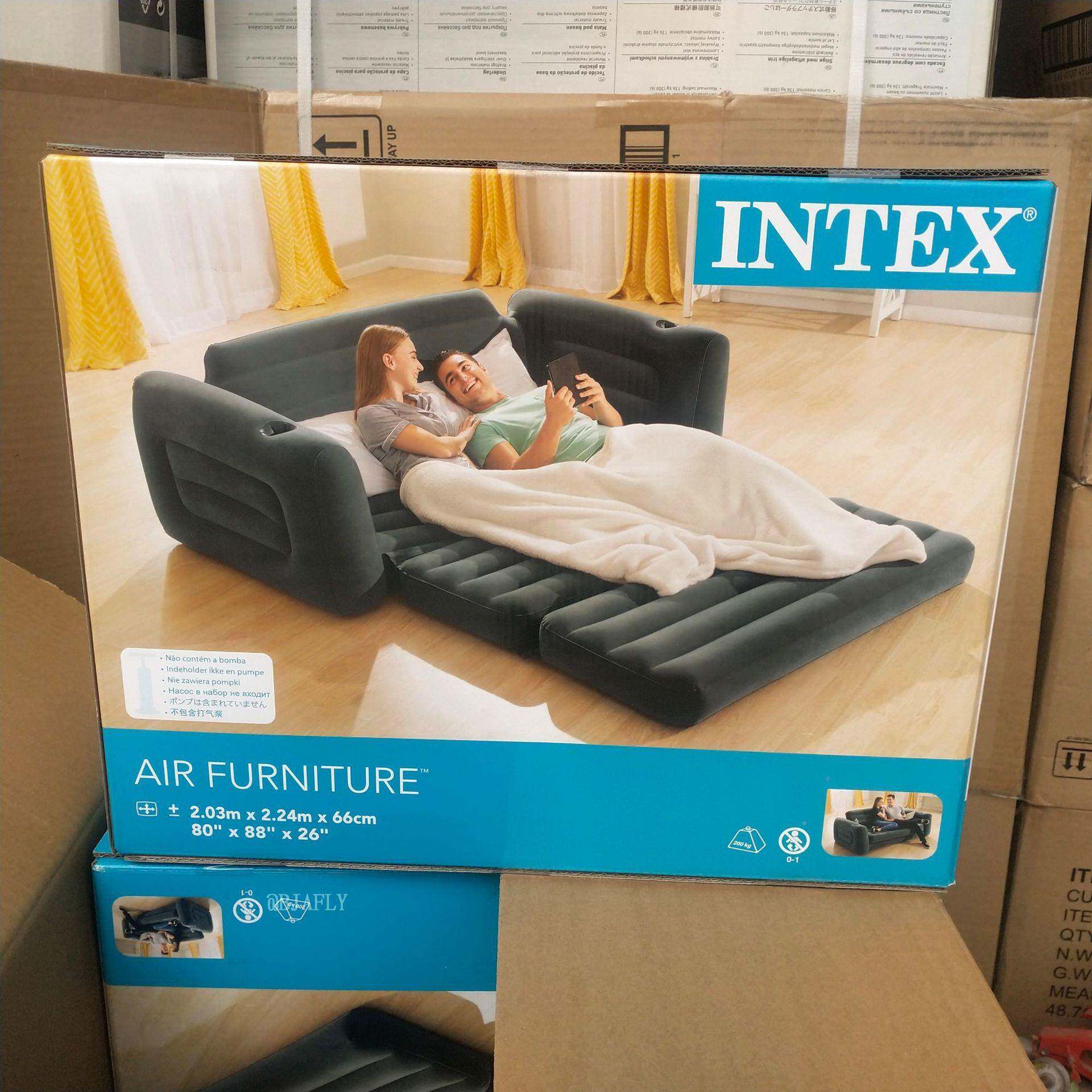 沙INTEX床6655人2豪华双人懒充气沙发豪华双人植绒发折叠沙发躺椅