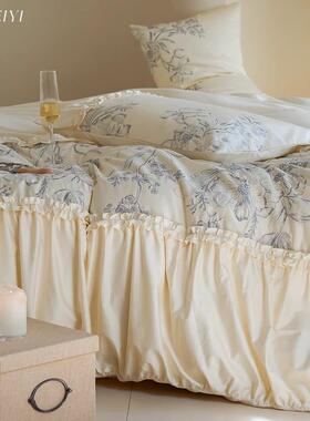 法式复AL101156古风刺绣0S全棉长绒棉四件套纯棉床上单被1套床笠0