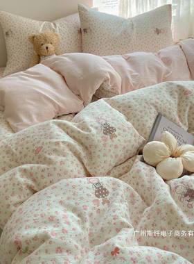 厂家直销A类母dszxzdfw婴纯水洗棉床品四套全双床层单被套单件人