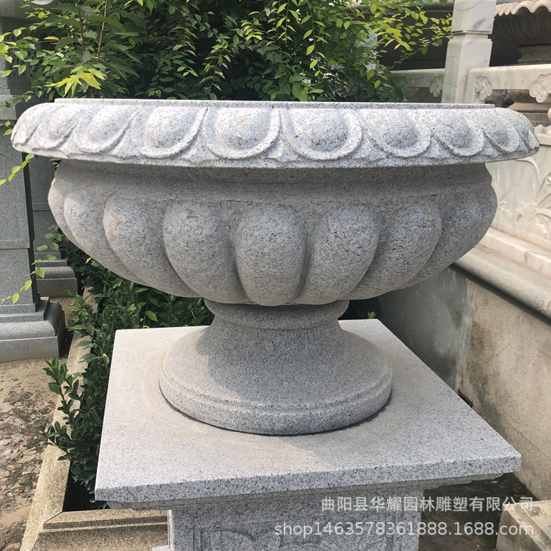 欧式户外庭院别墅门口石雕花盆