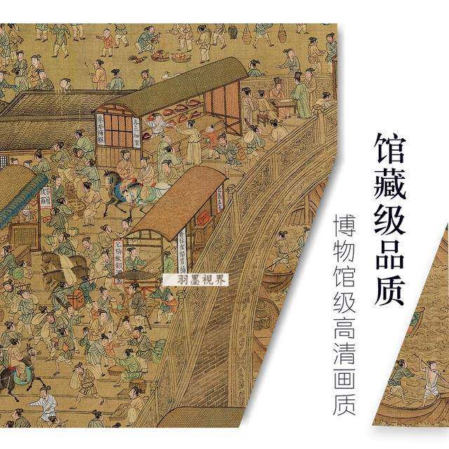 明代仇英画张择《清明上河清明上河图端》挂全图高清原大景复制临