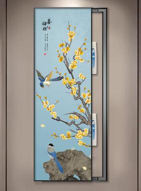 新中式电大尺寸电表箱装饰画竖WNZ长条配箱网盒遮挡挂络画款免打