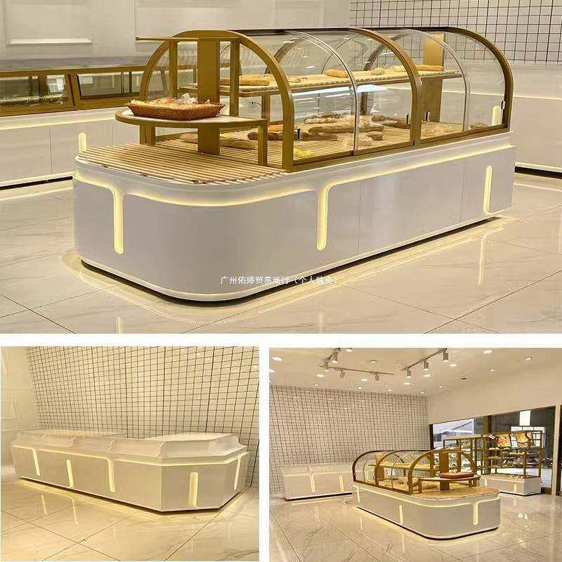 面包柜弧形玻璃示面包中岛柜边蛋展糕店柜模型展示柜THM烘培柜展