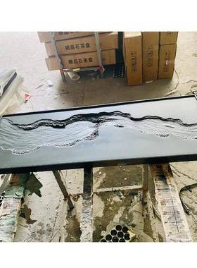 获奖作品公天然QSW乌金石盘高档家用办室石茶台石板茶茶具头石盘