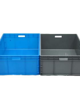 工灰色塑料加厚周转箱带盖翻盖QID箱配零件仓业汽储中转物流箱