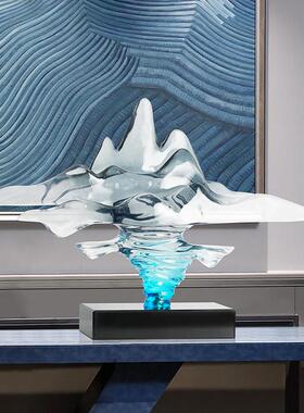 新中式抽象脂明透树假山雕塑样板房TZ-91010厅客玄关桌面艺术装饰