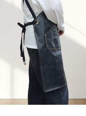 定制黑色PU气眼带烫画loog围11-20裙工作型服油画术专用美发廊发