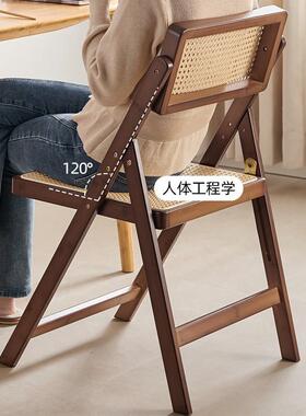 日叠式藤编折椅子厅家ZT-ZDCY2用餐客椅带靠背竹制便吃饭椅原携木