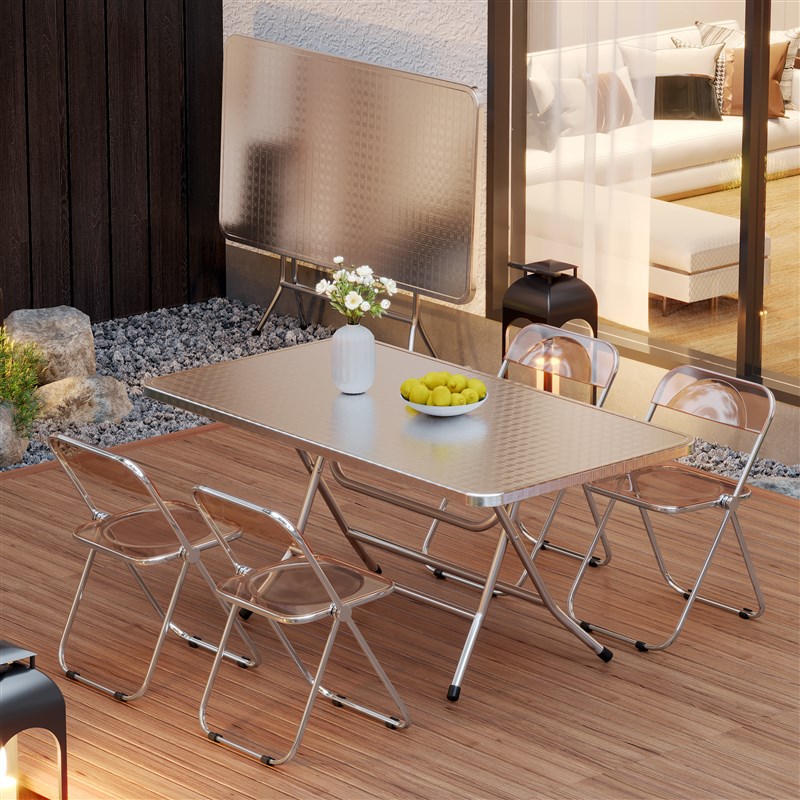 不锈钢折叠桌可折叠圆桌小方桌吃饭桌商用餐桌家用桌椅正方形桌子