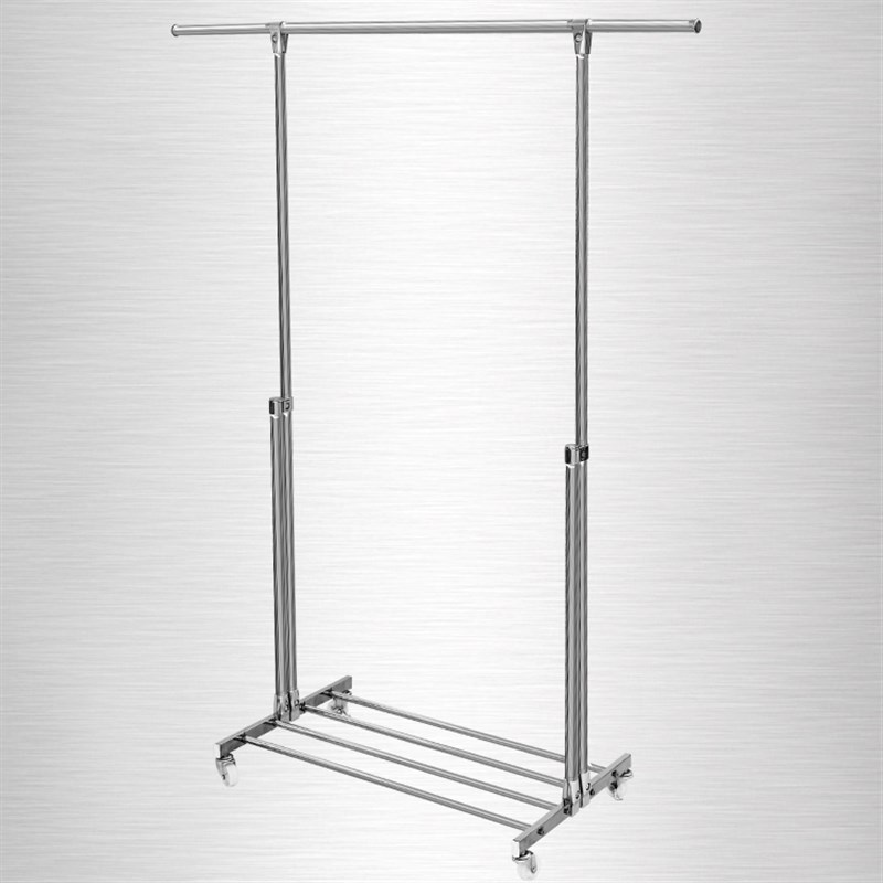 加高晾衣架落地不锈钢单杆式凉晒衣架移动伸缩家用挂衣架杆阳台