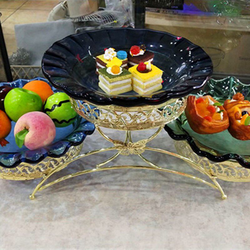 酒店多层大号自助餐展示架钢化果盘凉菜盘点心盘沙拉碗火锅小料碗