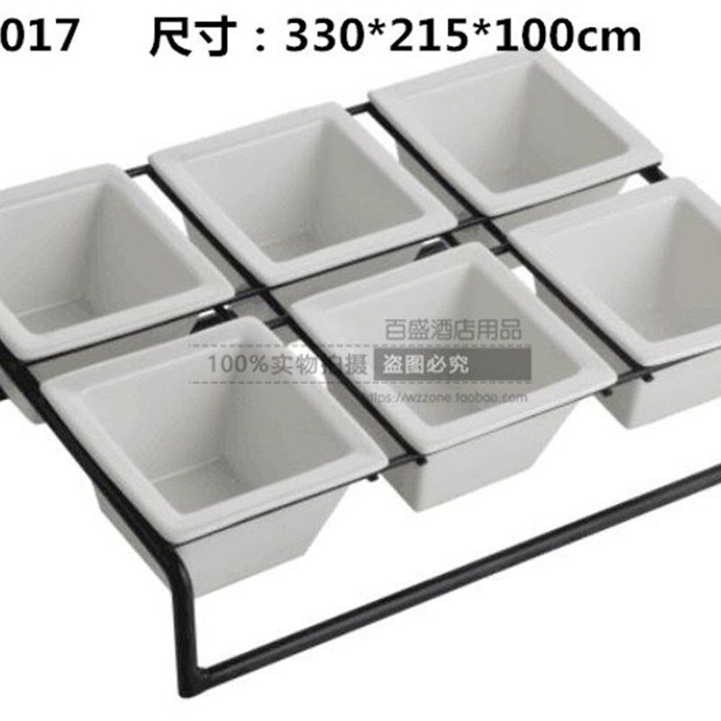 陶瓷自助餐食物展示架双层六格小吃碟凉菜盘KTV水果架创意点心架