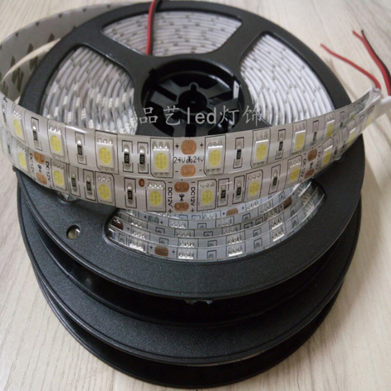 12V高亮LED灯带5050贴片套管防水七彩变色60灯珠30珠展柜灯条24v