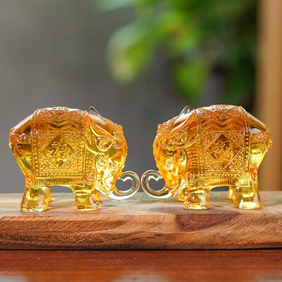 古法琉璃吉祥象家居客厅办公室桌面摆件吉象装饰礼品乔迁开业送礼