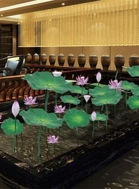 铁艺荷花荷叶落地摆件雕塑酒店大堂餐厅酒吧咖啡厅花园别墅艺术品