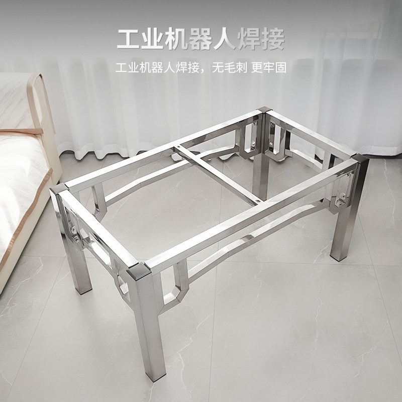 加厚不锈钢岩板桌架家用吃饭学习餐桌正方形长方形新款不锈钢桌子