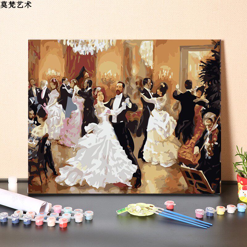 数字油画diy手工填充欧洲中世纪贵族晚会舞会手绘丙烯画油彩画画