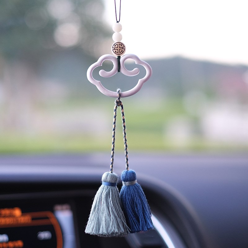 如意锁平安汽车挂件扩香石香水车载后视镜挂饰香薰车内吊坠女