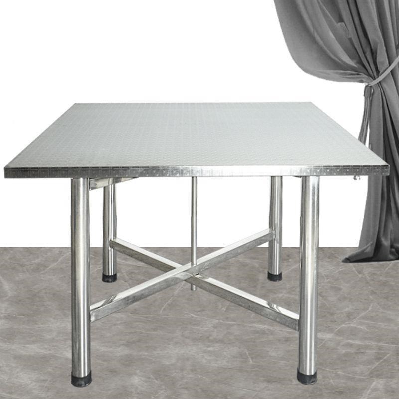 四方SUS30不锈钢桌子八仙桌农村餐桌可折叠正方形家用方桌全桌