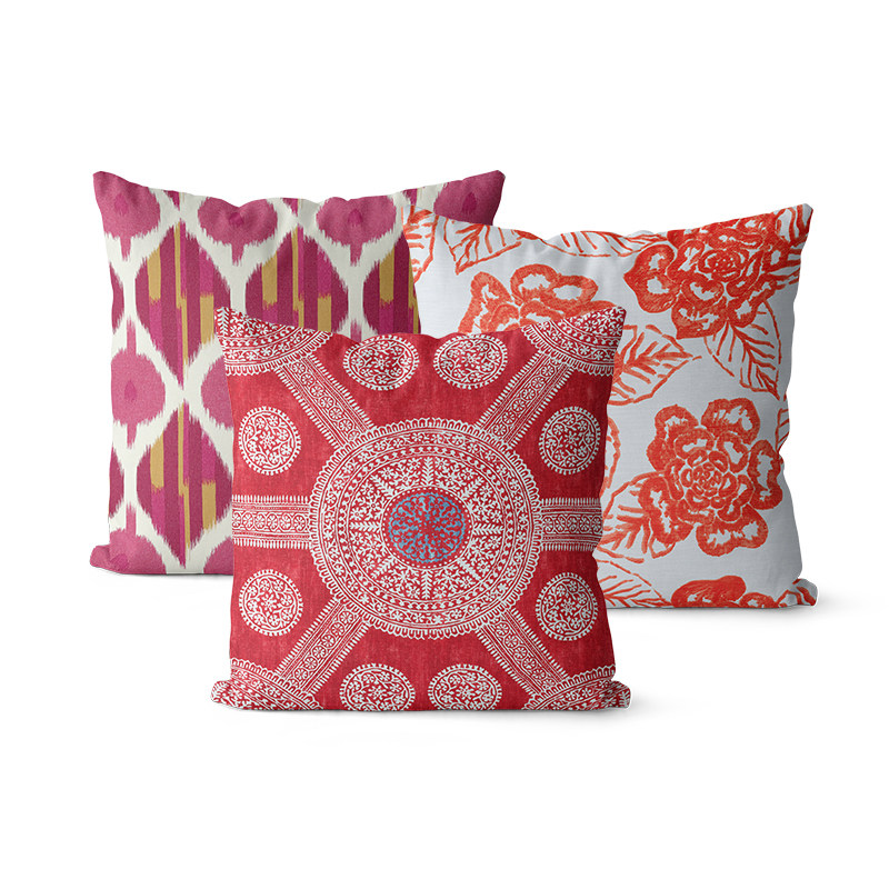 木有年轮棉麻沙发抱枕客厅复古红色靠垫床头办公室午休腰垫子靠背