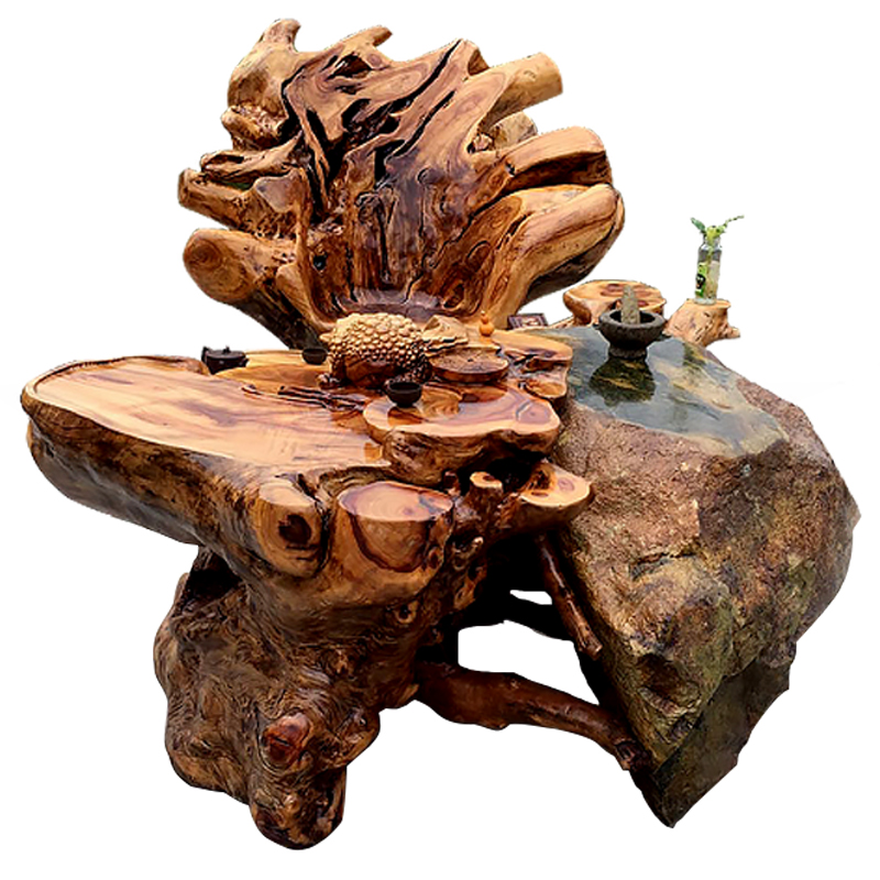 香樟木根雕茶几茶台茶海家用阳台整体树根天然实木茶桌原木送墩子