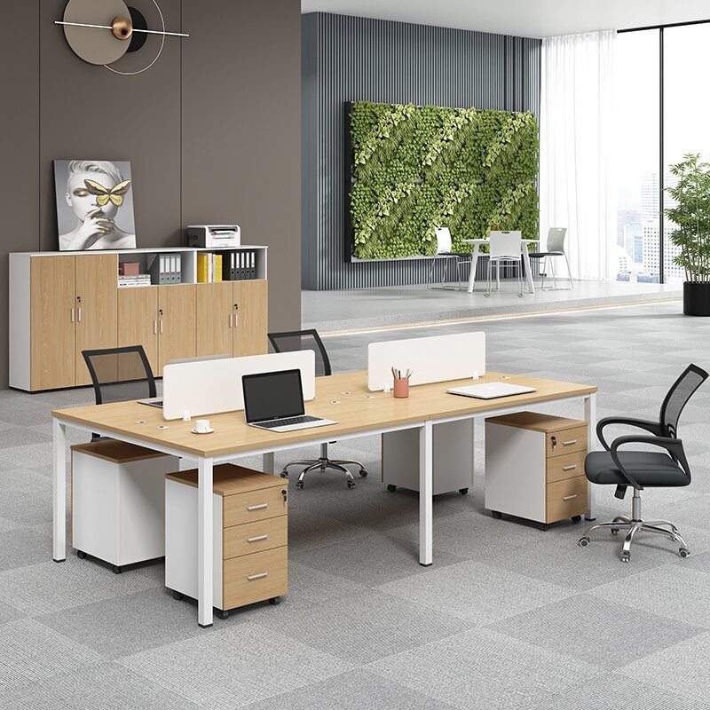 职员办公桌椅四人位简约现代卡位工位办公室桌子卡座电脑桌
