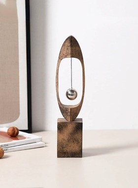 侘寂覆古风创意飘摇球树脂摆件展厅办公室书柜桌面高级感家居饰品