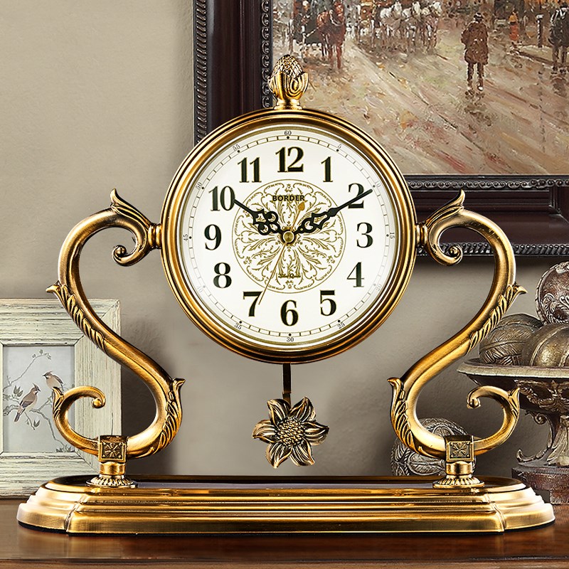 座钟家用装饰摆件客厅台式钟表中式复古时钟桌面台钟摆台式表大号